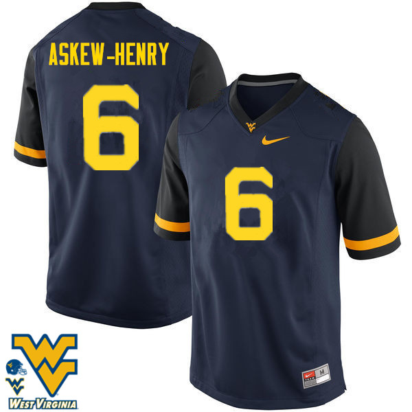 NCAA Men's Dravon Askew-Henry West Virginia Mountaineers Navy #6 Nike Stitched Football College Authentic Jersey QY23J02ND